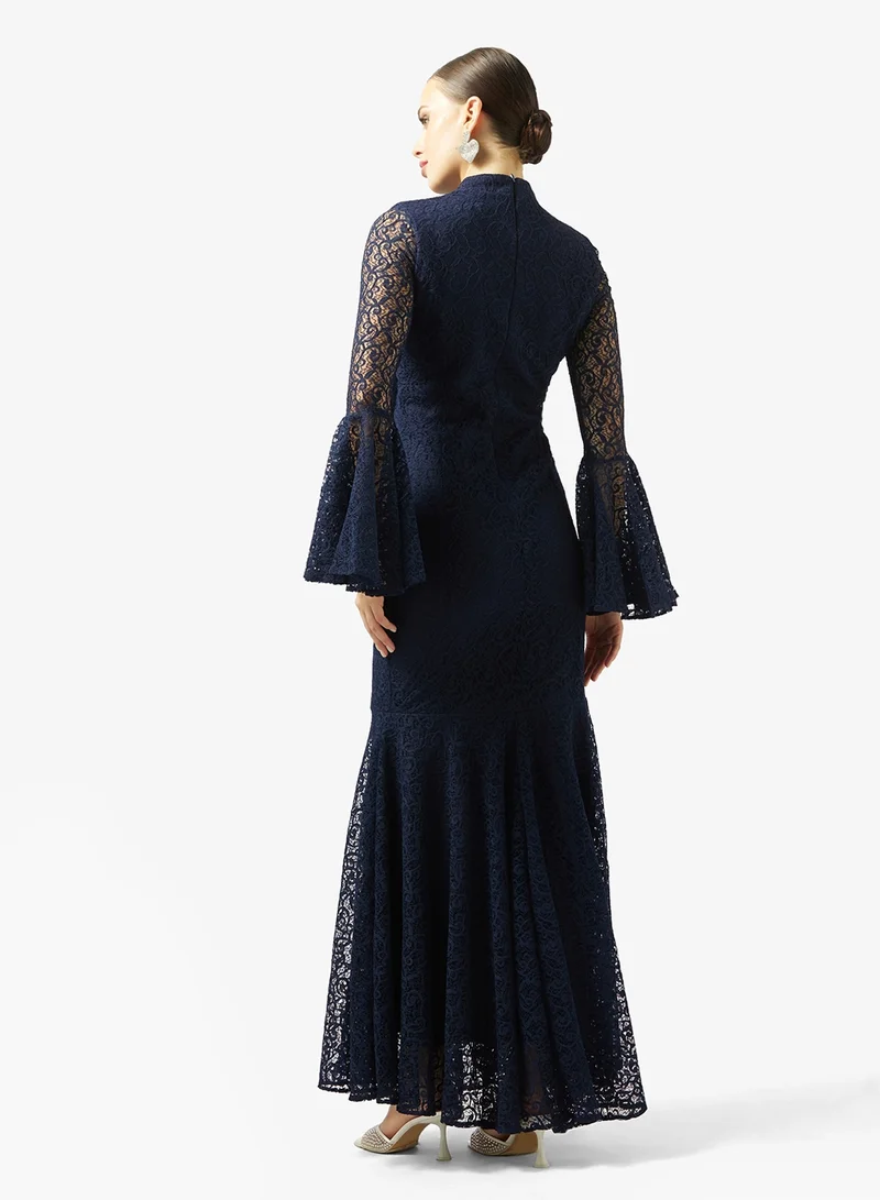 اكاديا فاشن فستان دانتيل بتصميم فرنسي